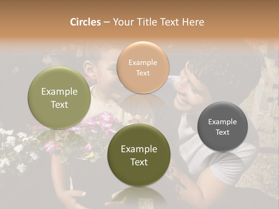 A Man Holding A Child In A Flower Shop PowerPoint Template