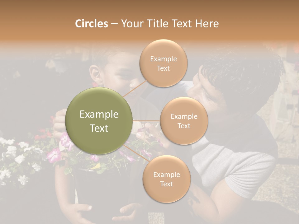 A Man Holding A Child In A Flower Shop PowerPoint Template