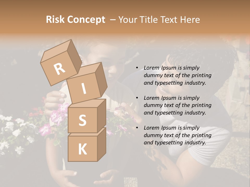 A Man Holding A Child In A Flower Shop PowerPoint Template