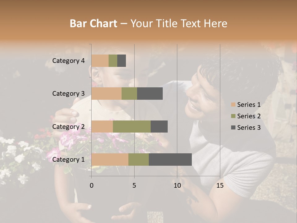 A Man Holding A Child In A Flower Shop PowerPoint Template