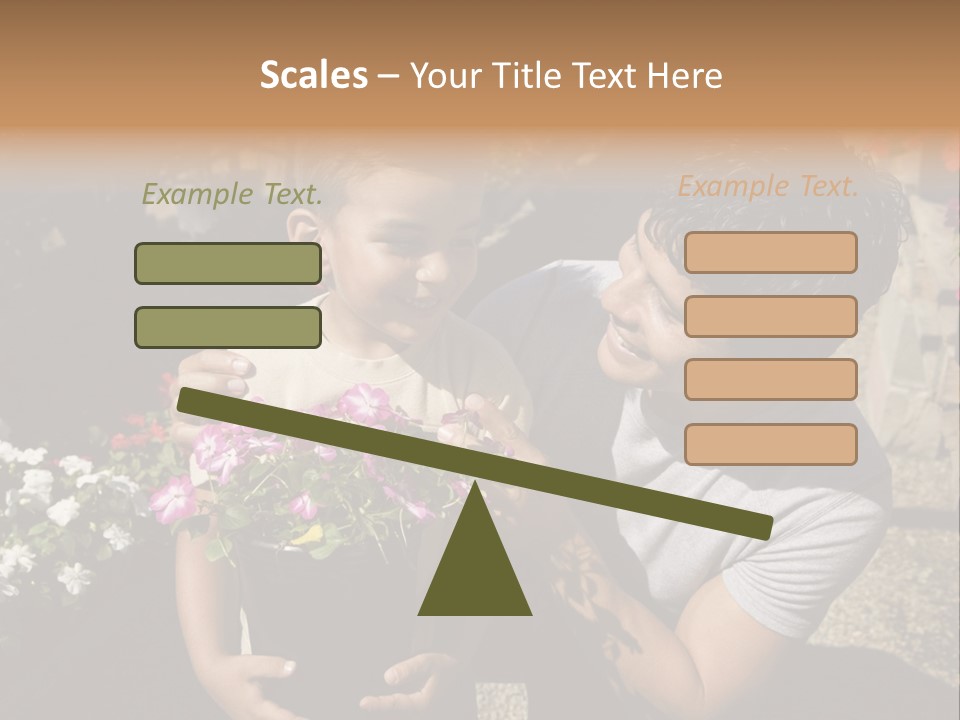 A Man Holding A Child In A Flower Shop PowerPoint Template