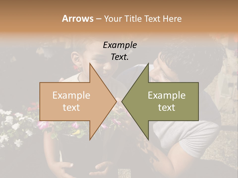 A Man Holding A Child In A Flower Shop PowerPoint Template