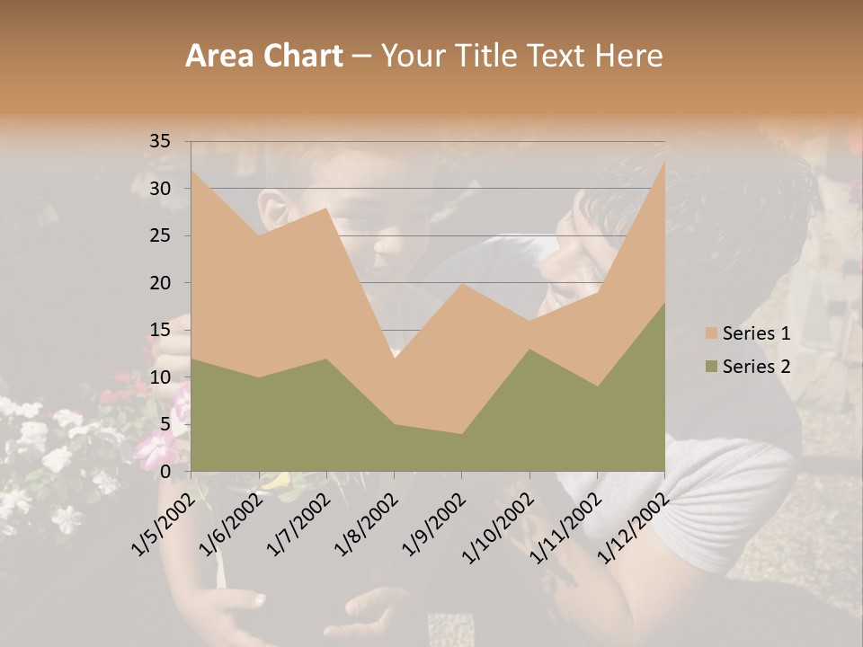 A Man Holding A Child In A Flower Shop PowerPoint Template