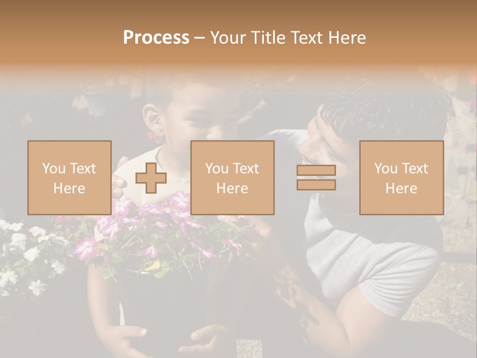 A Man Holding A Child In A Flower Shop PowerPoint Template
