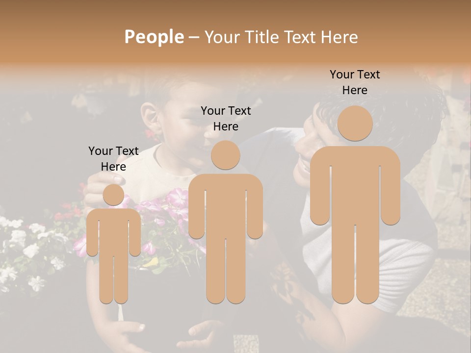 A Man Holding A Child In A Flower Shop PowerPoint Template