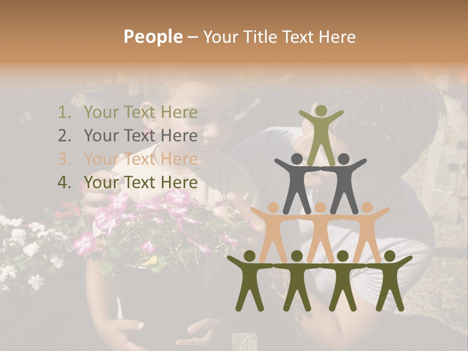 A Man Holding A Child In A Flower Shop PowerPoint Template