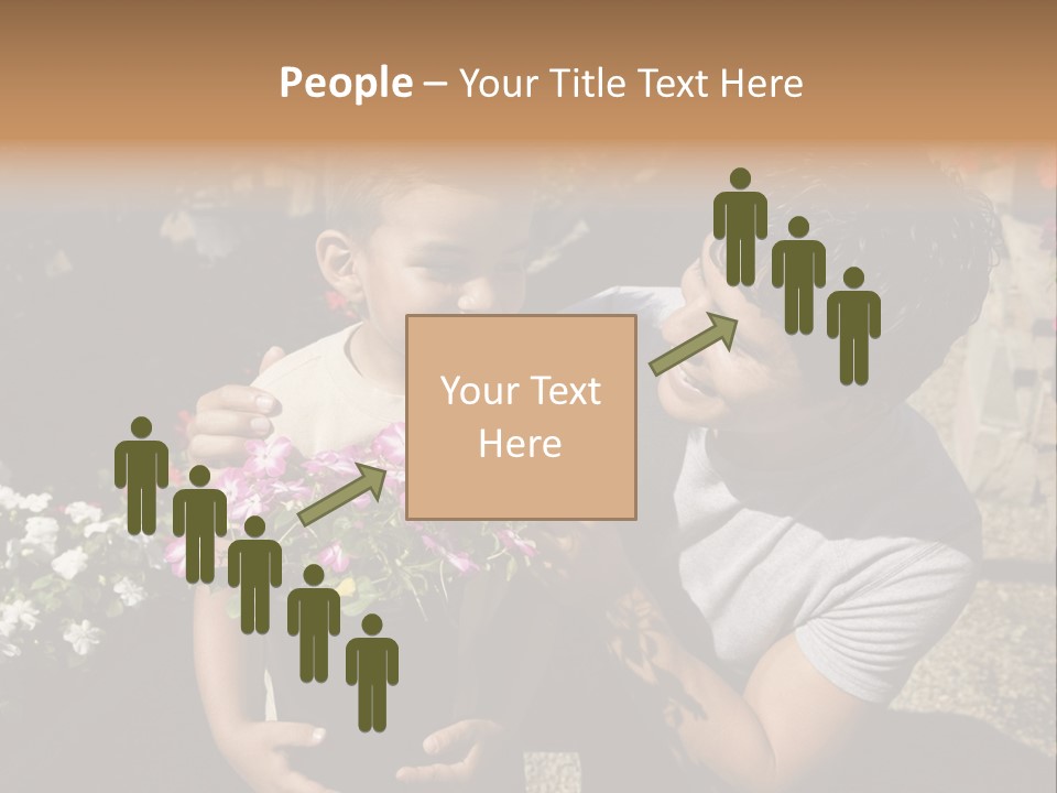 A Man Holding A Child In A Flower Shop PowerPoint Template