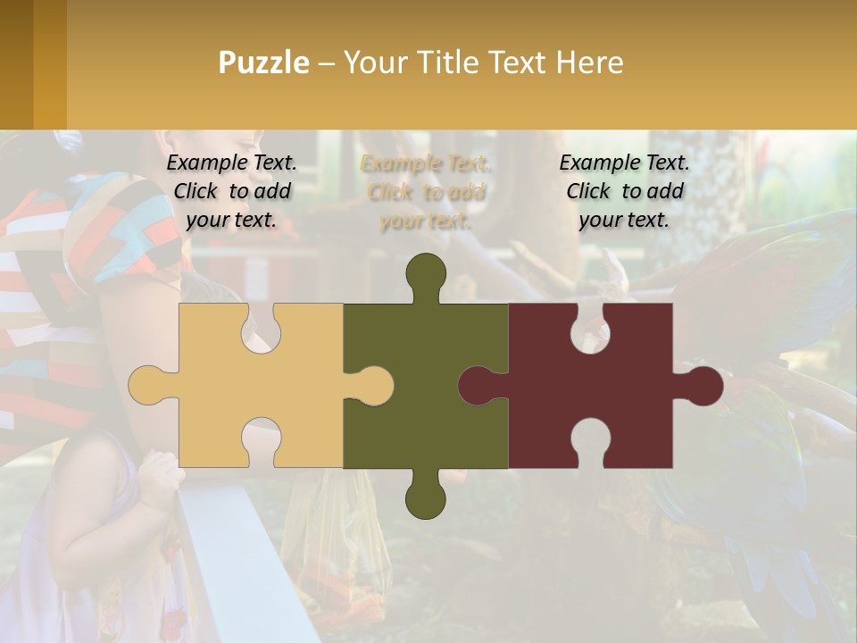 A Woman Holding A Child And Feeding A Parrot PowerPoint Template