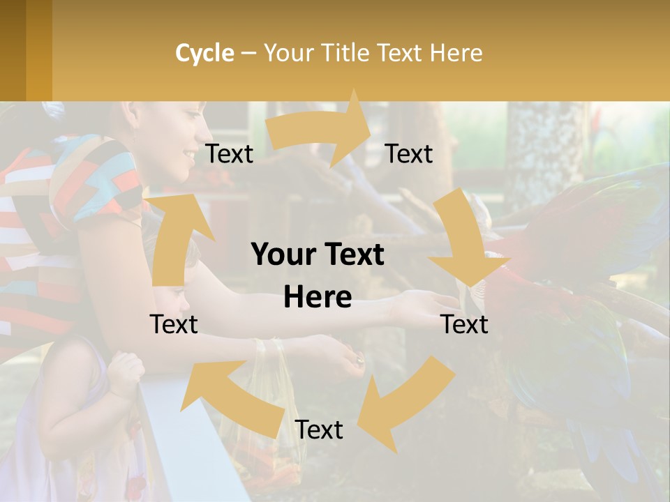 A Woman Holding A Child And Feeding A Parrot PowerPoint Template