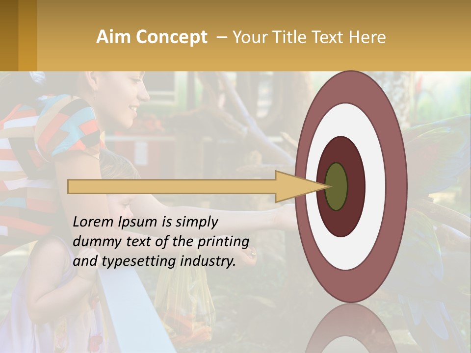 A Woman Holding A Child And Feeding A Parrot PowerPoint Template