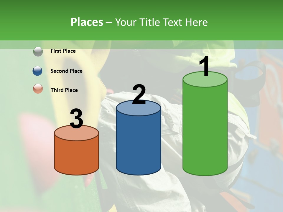 A Young Boy Climbing Up The Side Of A Climbing Wall PowerPoint Template