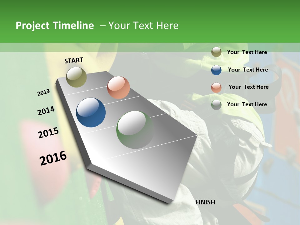 A Young Boy Climbing Up The Side Of A Climbing Wall PowerPoint Template