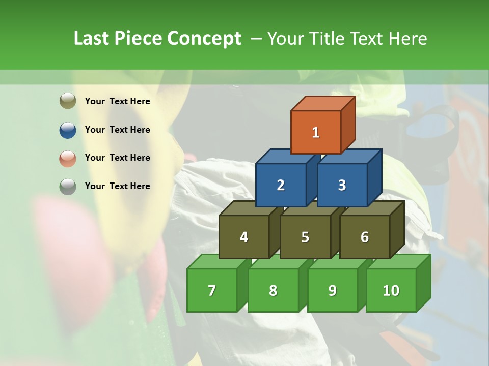 A Young Boy Climbing Up The Side Of A Climbing Wall PowerPoint Template