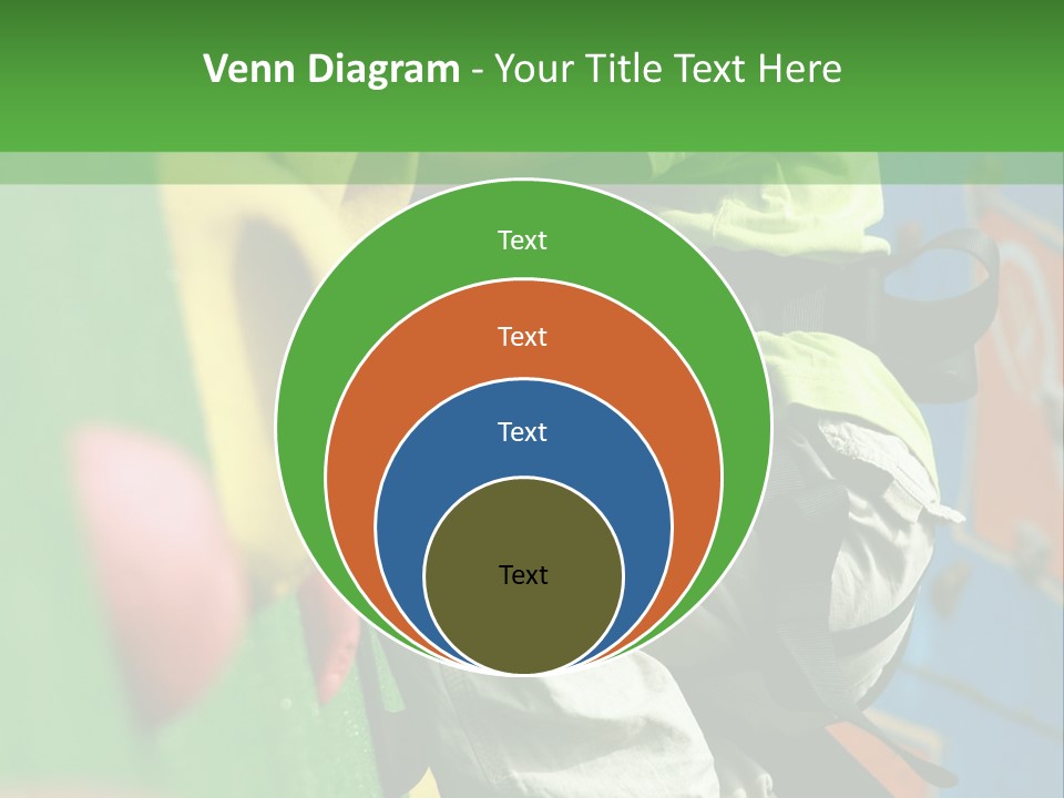 A Young Boy Climbing Up The Side Of A Climbing Wall PowerPoint Template