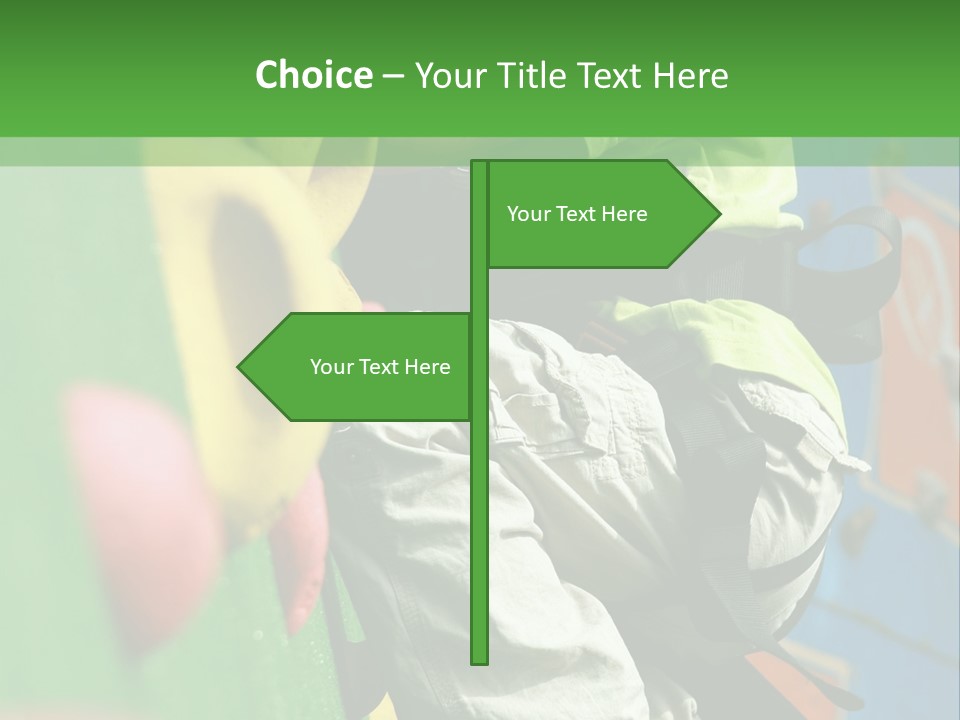 A Young Boy Climbing Up The Side Of A Climbing Wall PowerPoint Template