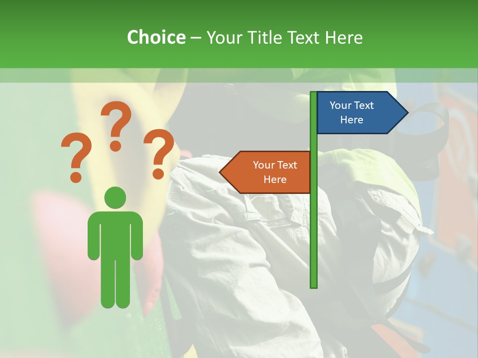 A Young Boy Climbing Up The Side Of A Climbing Wall PowerPoint Template