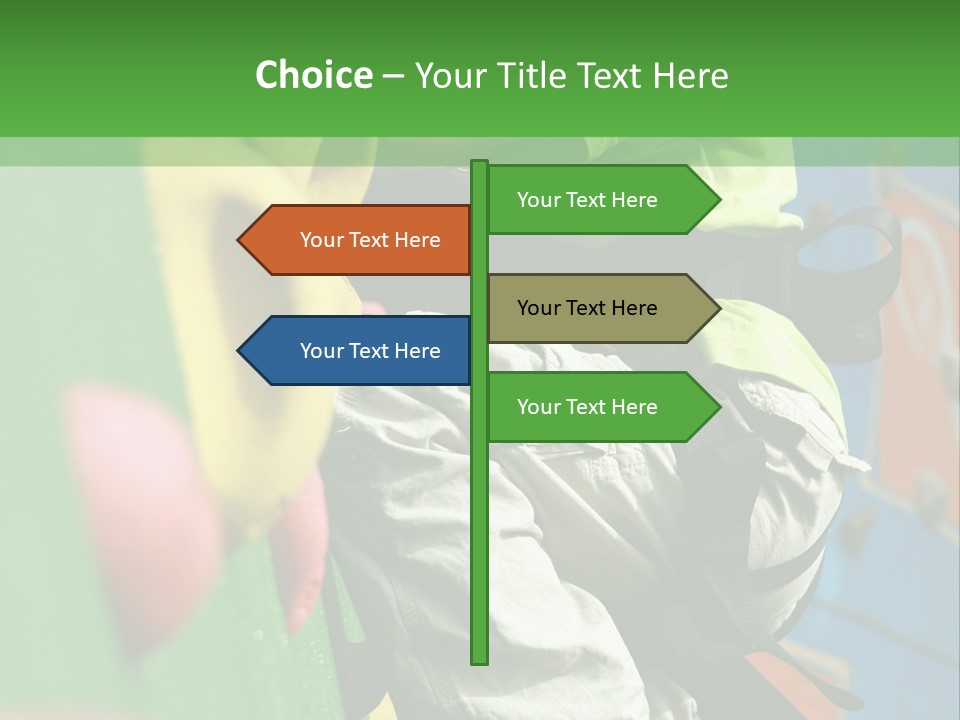 A Young Boy Climbing Up The Side Of A Climbing Wall PowerPoint Template