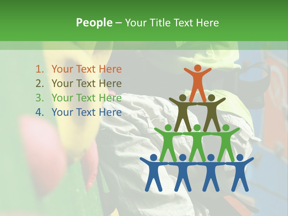 A Young Boy Climbing Up The Side Of A Climbing Wall PowerPoint Template