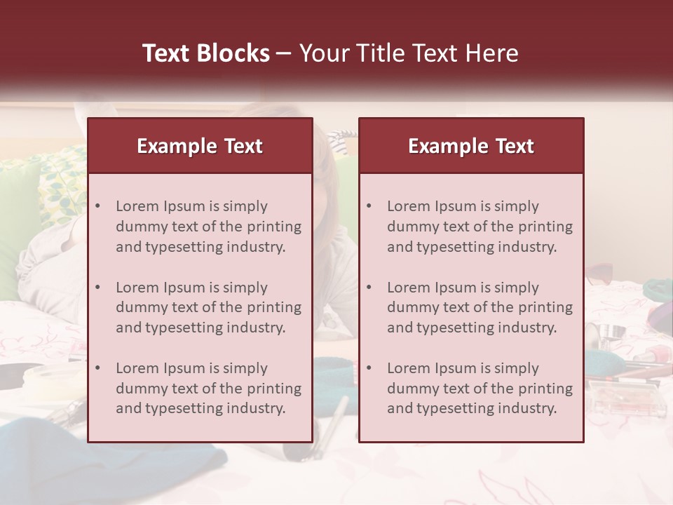 A Girl Laying On A Bed With Lots Of Personal Items PowerPoint Template