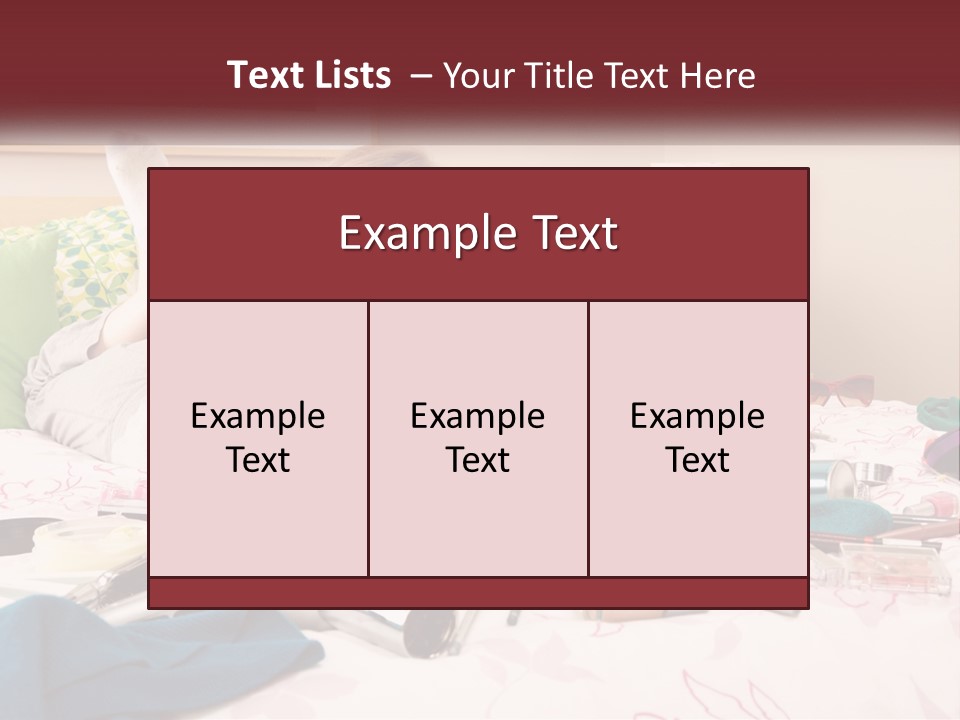 A Girl Laying On A Bed With Lots Of Personal Items PowerPoint Template