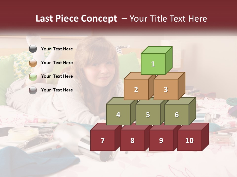 A Girl Laying On A Bed With Lots Of Personal Items PowerPoint Template