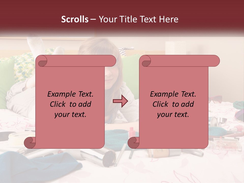 A Girl Laying On A Bed With Lots Of Personal Items PowerPoint Template