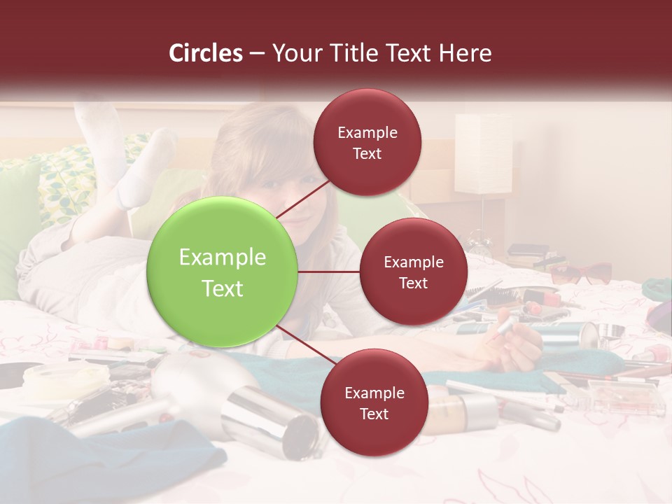 A Girl Laying On A Bed With Lots Of Personal Items PowerPoint Template