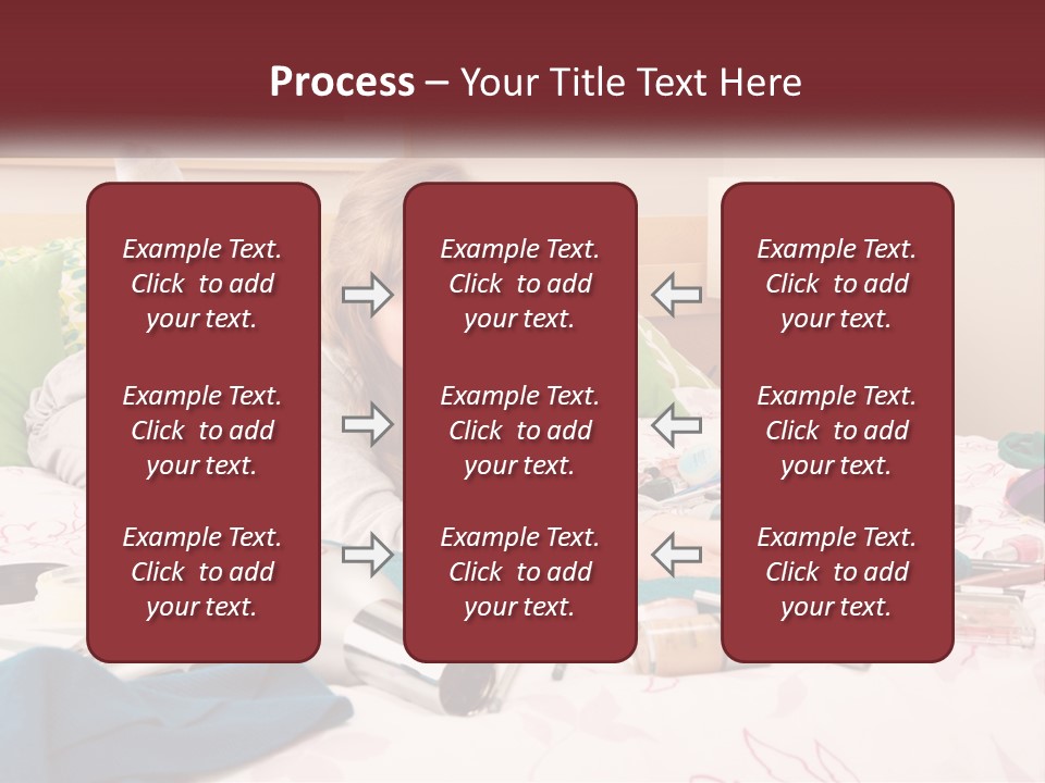 A Girl Laying On A Bed With Lots Of Personal Items PowerPoint Template