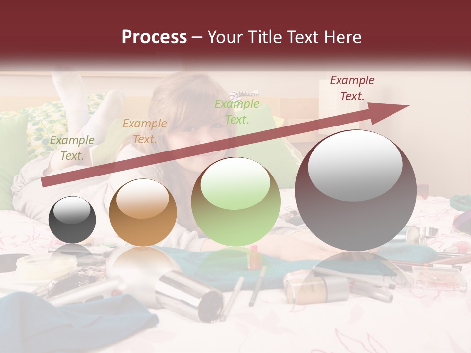 A Girl Laying On A Bed With Lots Of Personal Items PowerPoint Template