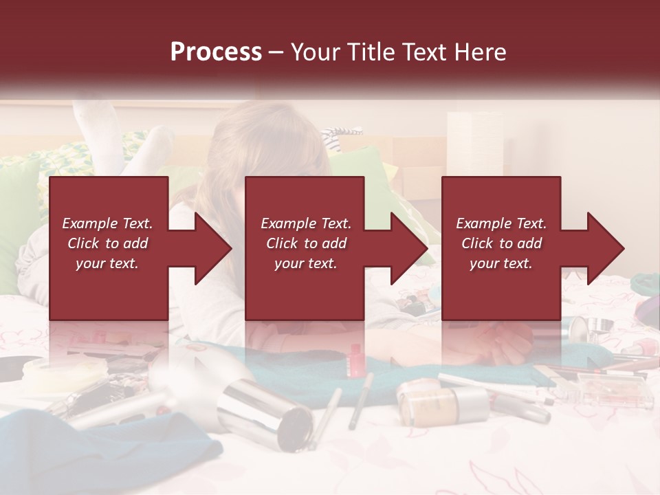 A Girl Laying On A Bed With Lots Of Personal Items PowerPoint Template