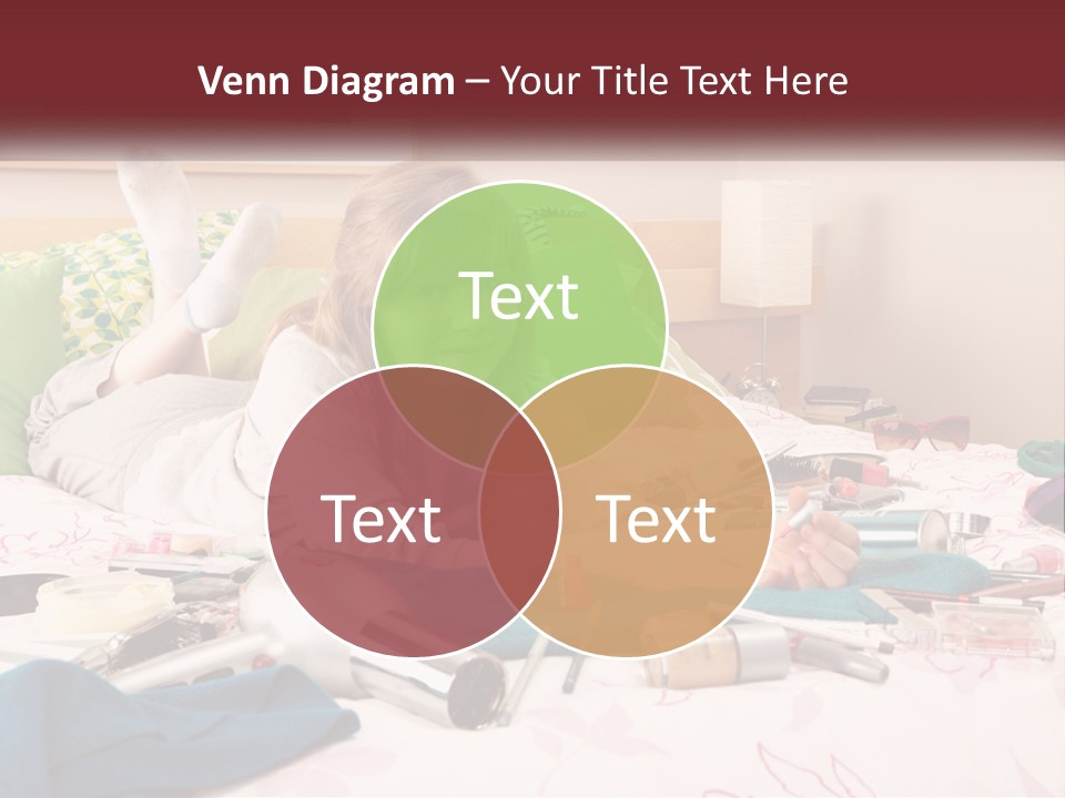 A Girl Laying On A Bed With Lots Of Personal Items PowerPoint Template