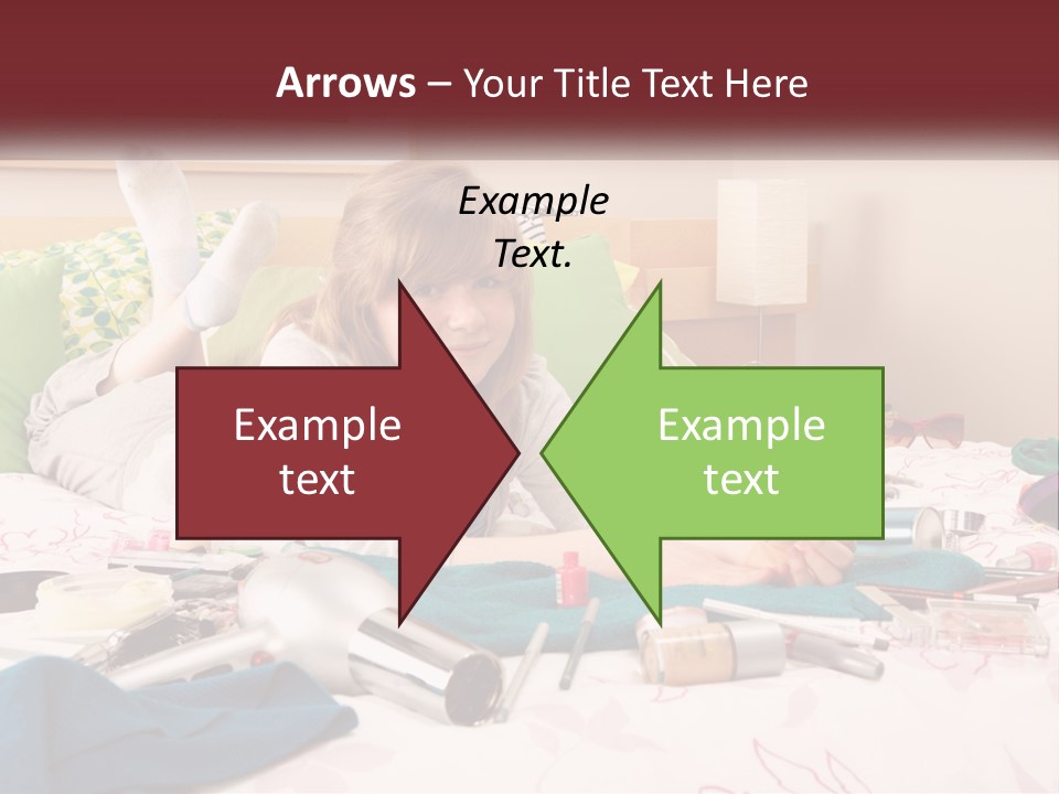 A Girl Laying On A Bed With Lots Of Personal Items PowerPoint Template