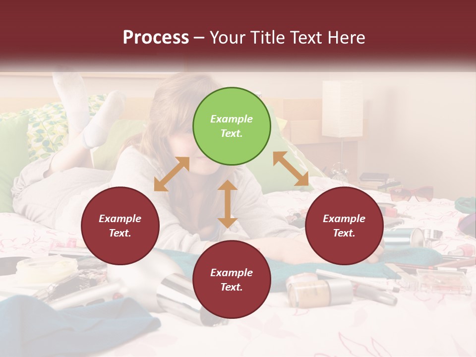 A Girl Laying On A Bed With Lots Of Personal Items PowerPoint Template