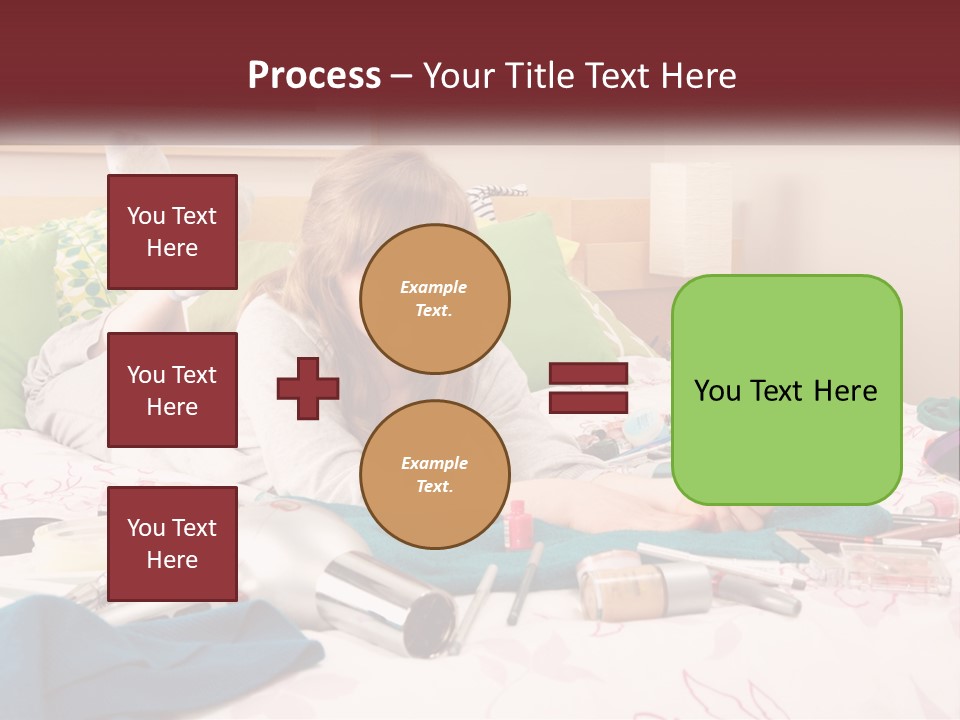 A Girl Laying On A Bed With Lots Of Personal Items PowerPoint Template