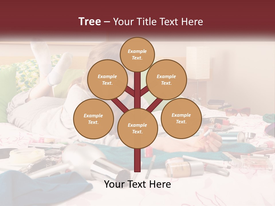 A Girl Laying On A Bed With Lots Of Personal Items PowerPoint Template