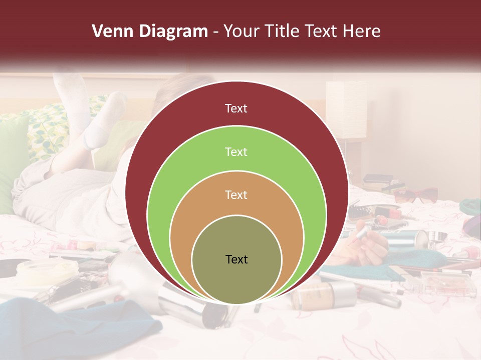 A Girl Laying On A Bed With Lots Of Personal Items PowerPoint Template