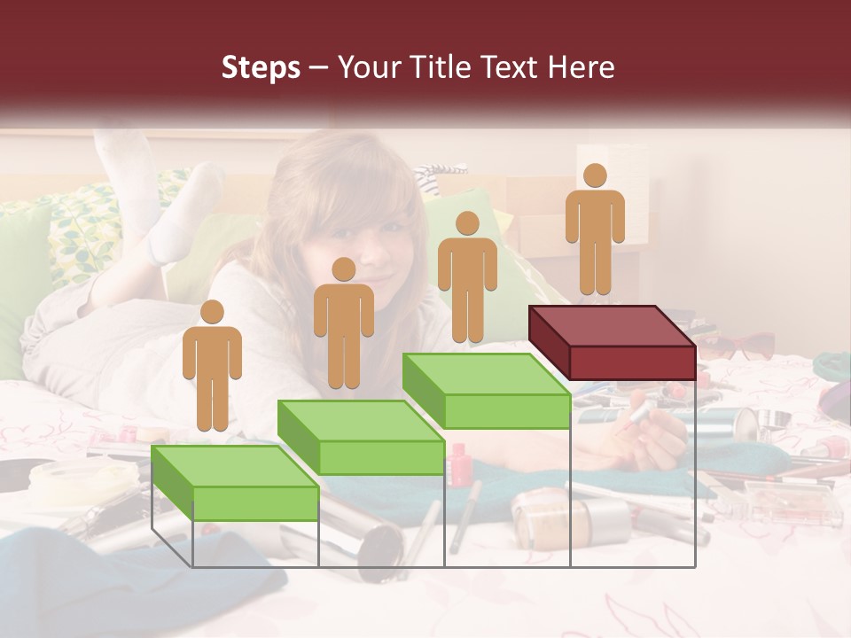 A Girl Laying On A Bed With Lots Of Personal Items PowerPoint Template