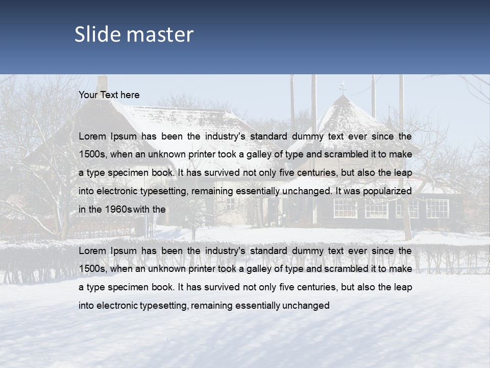 A Snow Covered Field With A House In The Background PowerPoint Template