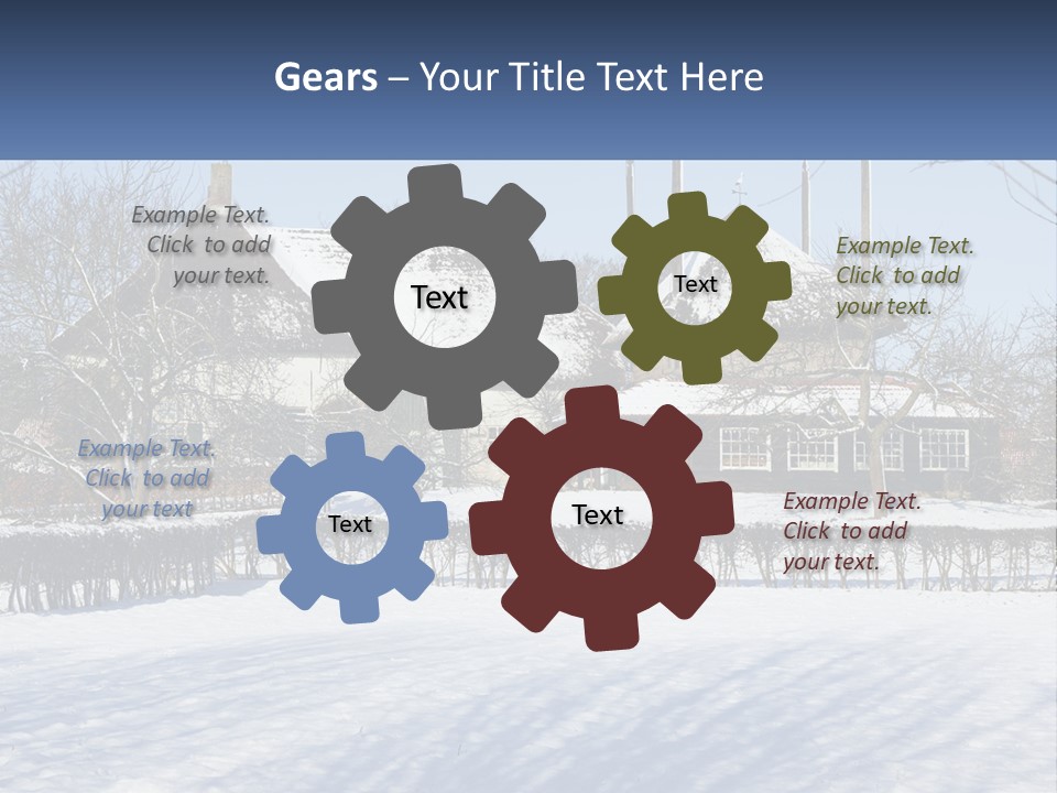 A Snow Covered Field With A House In The Background PowerPoint Template