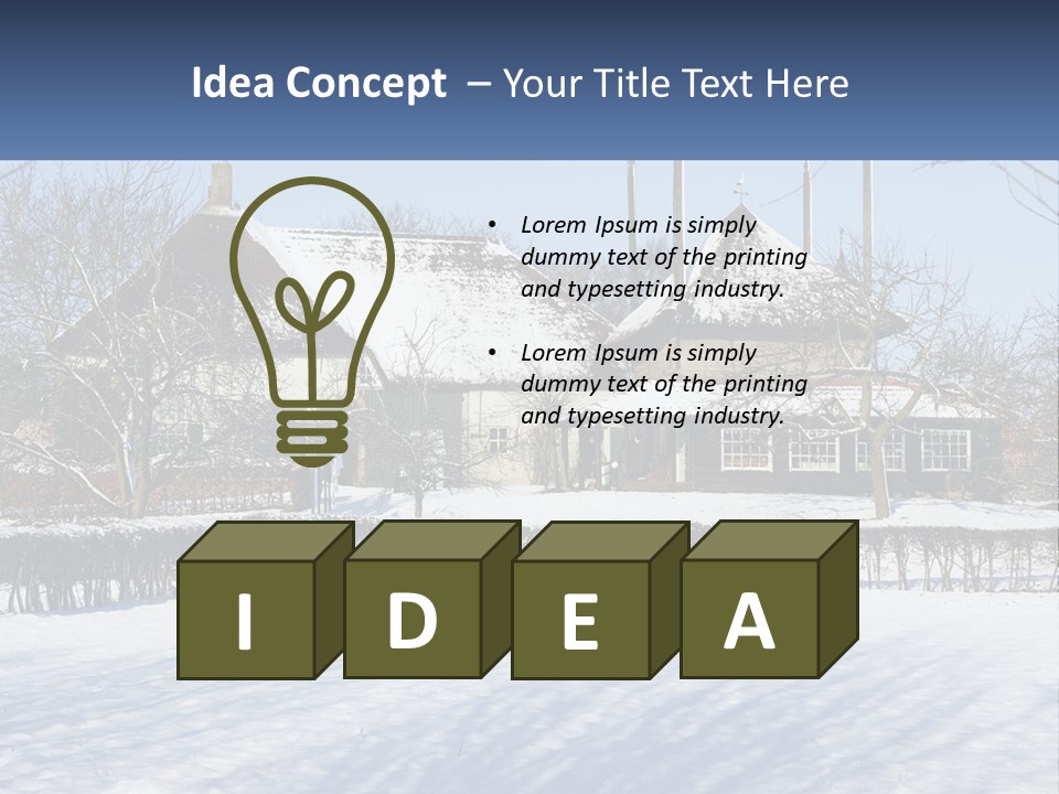 A Snow Covered Field With A House In The Background PowerPoint Template