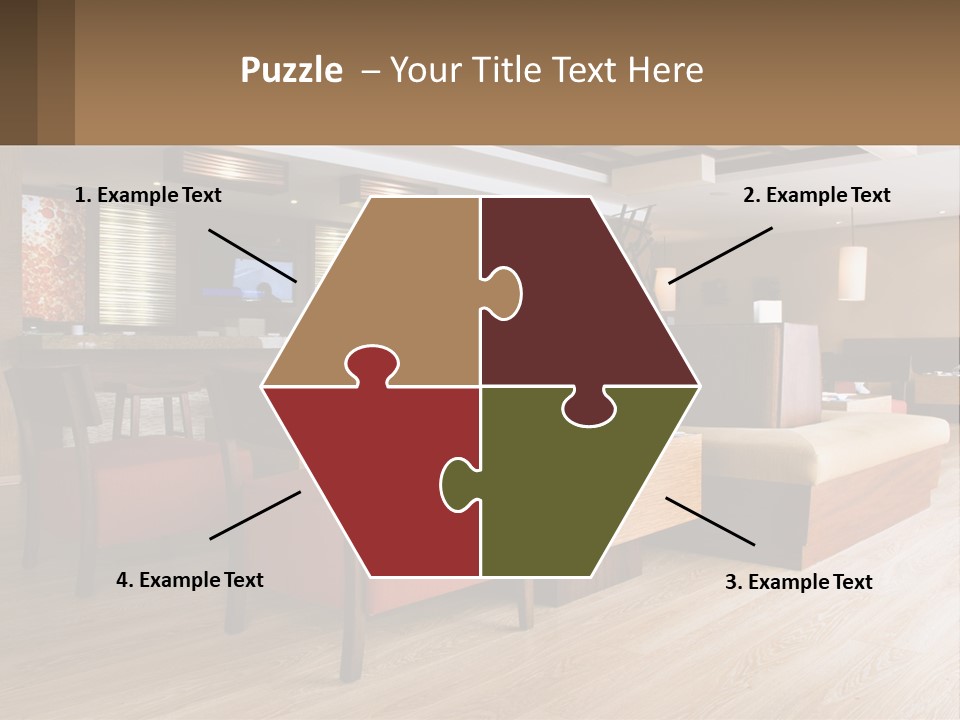 A Restaurant With Wooden Tables And Red Chairs PowerPoint Template