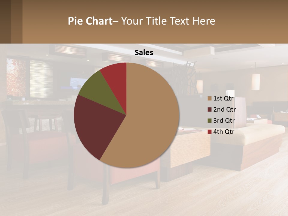 A Restaurant With Wooden Tables And Red Chairs PowerPoint Template