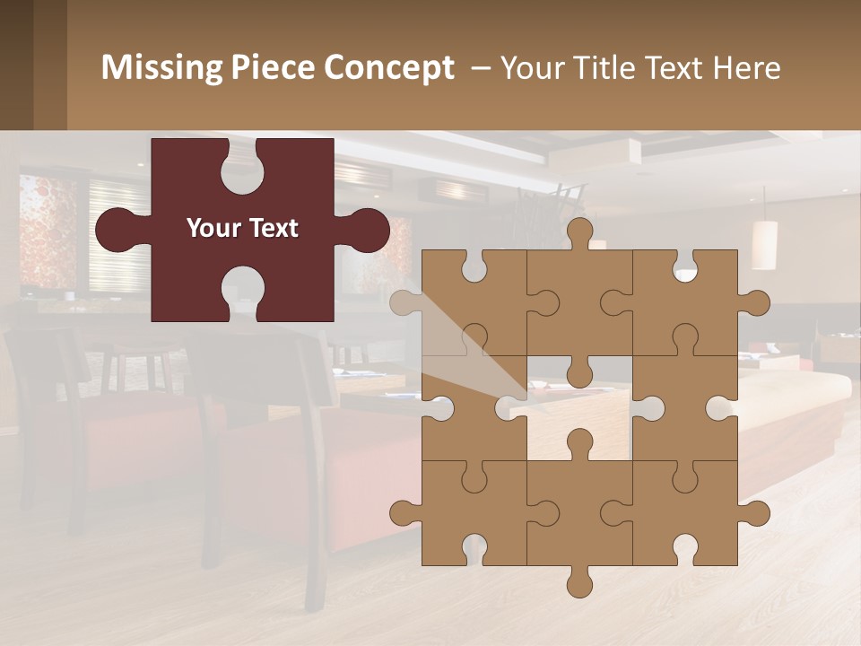 A Restaurant With Wooden Tables And Red Chairs PowerPoint Template