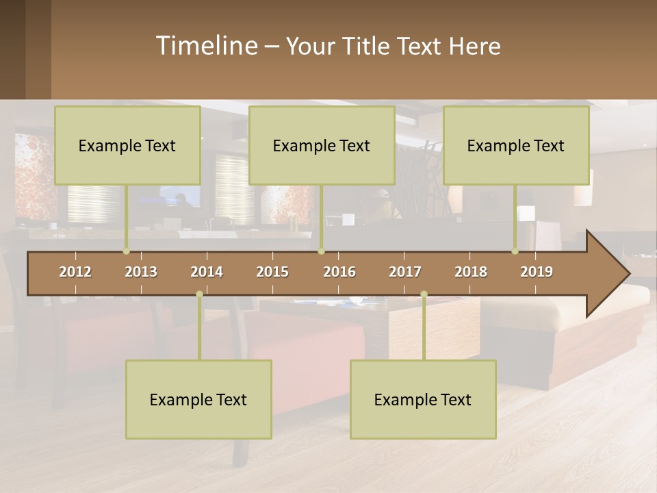 A Restaurant With Wooden Tables And Red Chairs PowerPoint Template