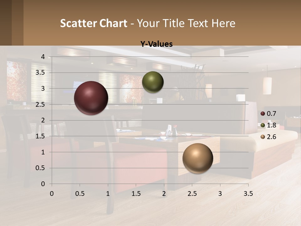 A Restaurant With Wooden Tables And Red Chairs PowerPoint Template