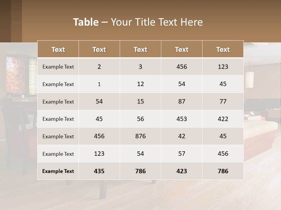 A Restaurant With Wooden Tables And Red Chairs PowerPoint Template