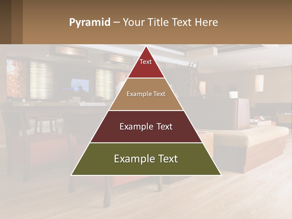 A Restaurant With Wooden Tables And Red Chairs PowerPoint Template