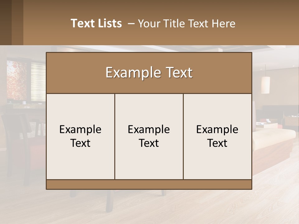 A Restaurant With Wooden Tables And Red Chairs PowerPoint Template