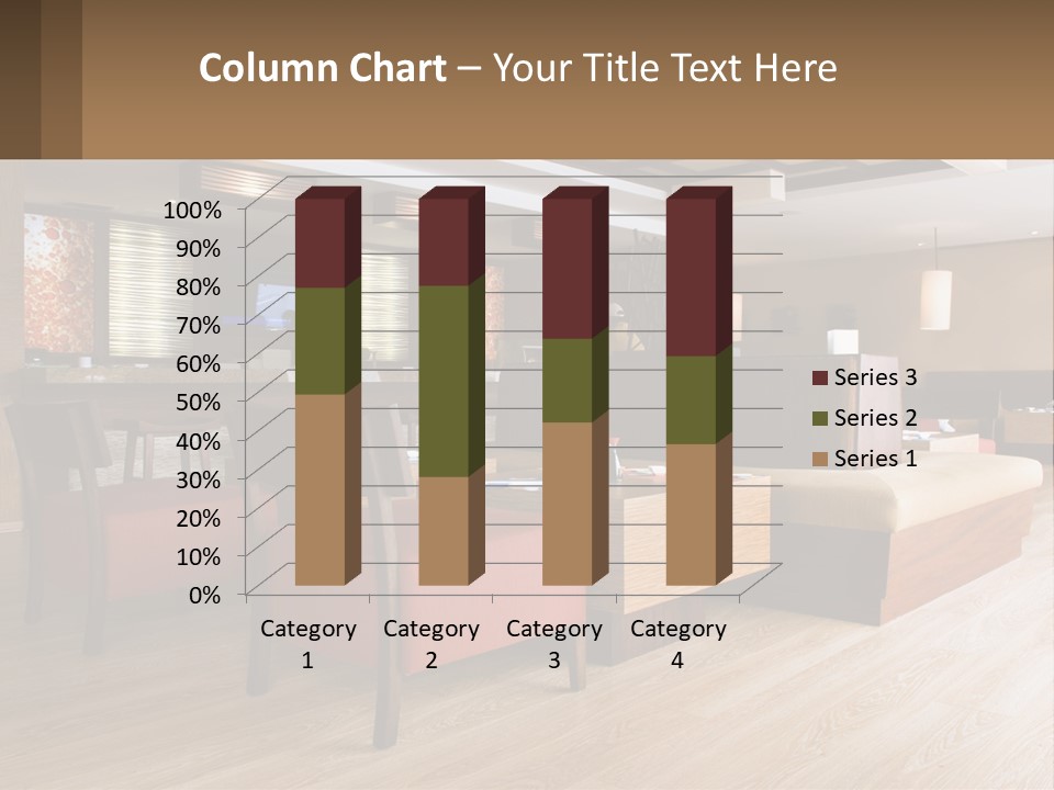 A Restaurant With Wooden Tables And Red Chairs PowerPoint Template