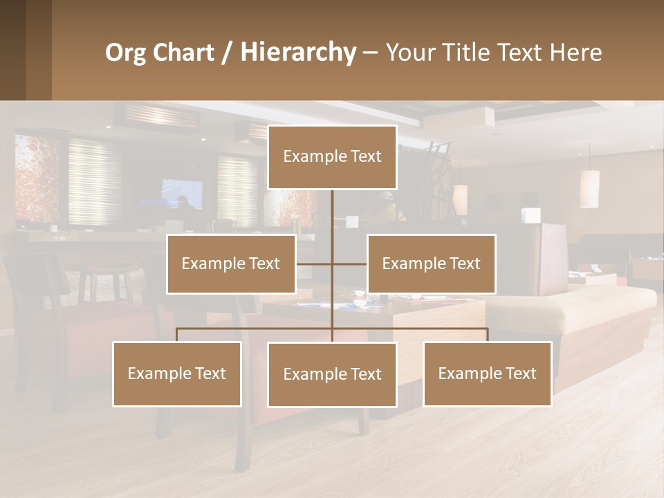 A Restaurant With Wooden Tables And Red Chairs PowerPoint Template